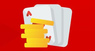 Ikonet for Seven Card Stud Poker-spillet på rød bakgrunn