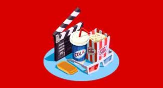 Filmklapper popcorn og 3D briller for å se på filmer