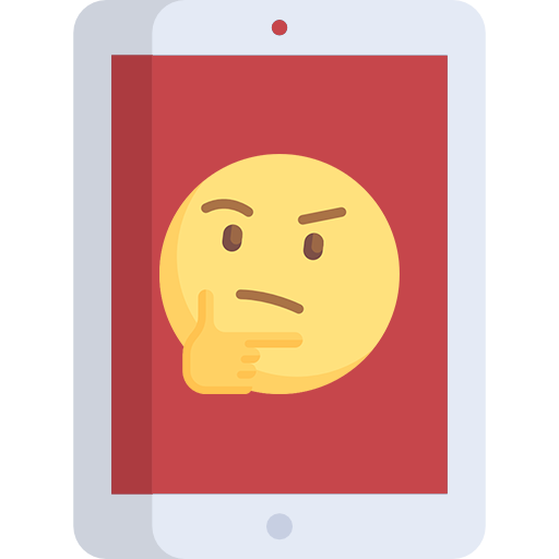 iPad med tenkende emoji på skjermen