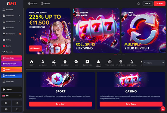1red Casino hovedsiden