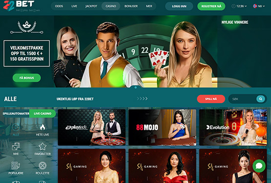 22bet Casino hovedsiden