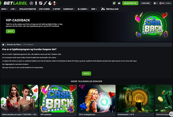 Betlabel Casino VIP-cashback