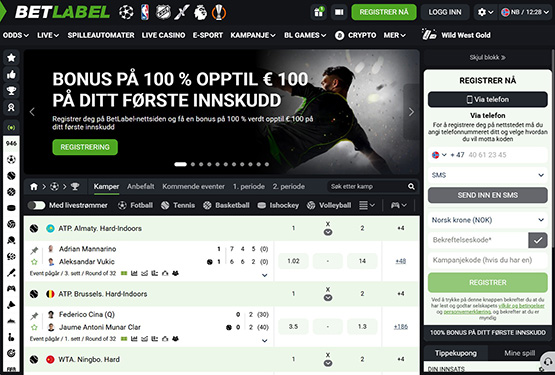 Betlabel Casino hovedsiden