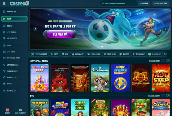 Caspero Casino hovedsiden