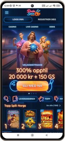 DudeSpin Casino på mobilskjerm
