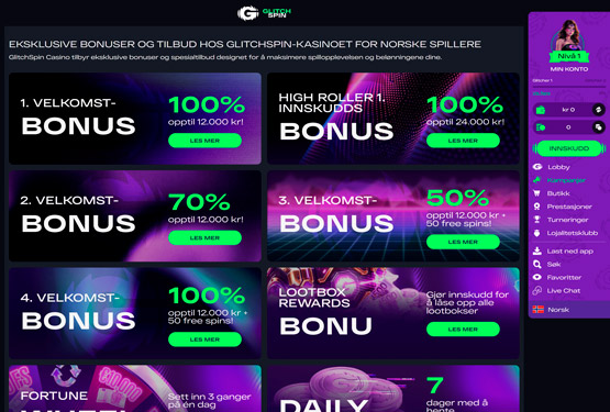 GlitchSpin Casino bonuser