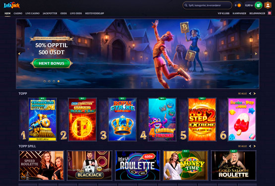 Lolajack Casino hovedsiden
