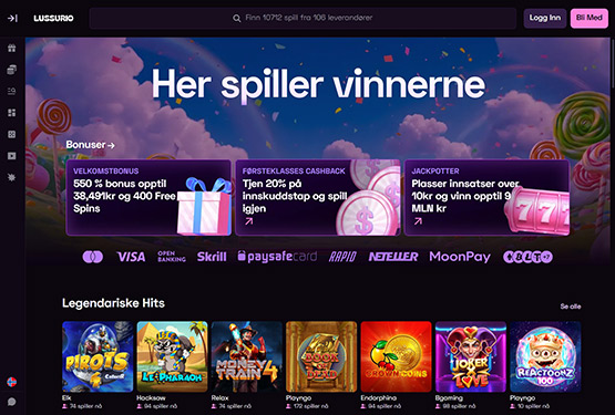 Lussurio Casino hovedsiden