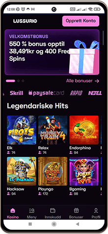 Lussurio Casino på mobilskjerm