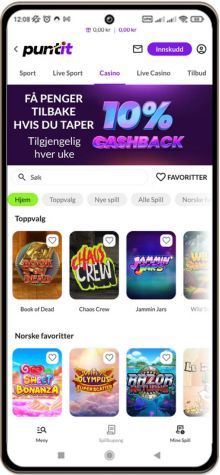 Puntit Casino på mobilskjerm