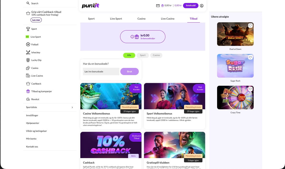 Puntit Casino bonuser