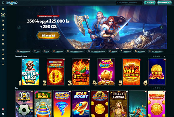 Ragnaro Casino hovedsiden