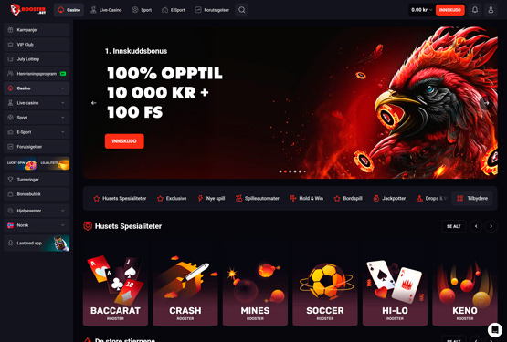 Rooster.bet Casino hovedsiden