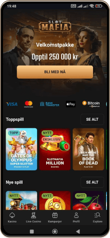 SlotMafia Casino-hovedside på mobil