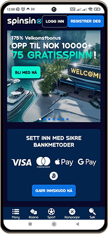Spinsino Casino på en mobiltelefon