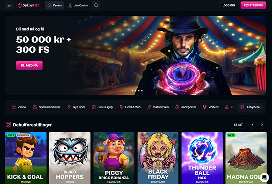 Spinsup Casino hovedsiden