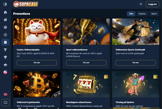 Siden for kampanjer hos Supacasi Casino