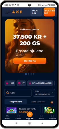 Axe Casino på en mobiltelefon