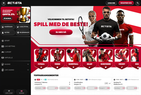 Betista Casino hovedsiden