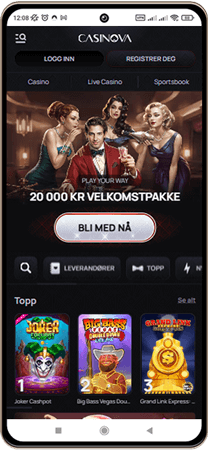 Casinova Casino på mobilskjerm