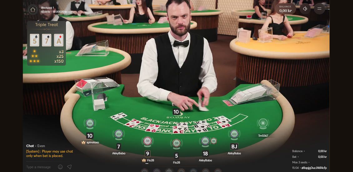 Live Blackjack skjermbilde på Crown Play Casino