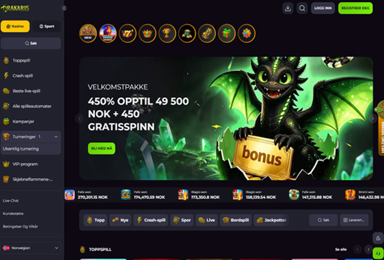 Drakaris Casino hovedsiden