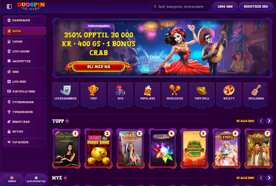 DuoSpin Casino hovedsiden