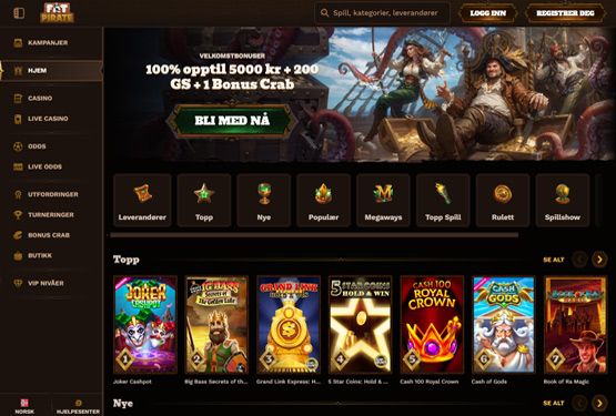 FatPirate Casino hovedsiden