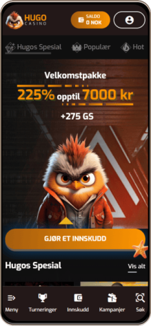 Hugo Casino på mobilskjerm