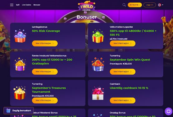 iWild Casino bonustilbud