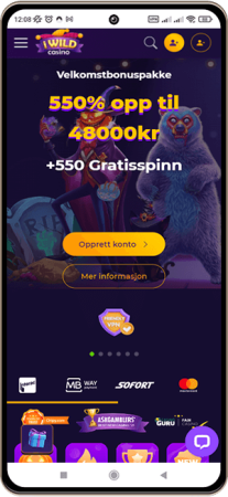 iWild Casino på en mobiltelefon