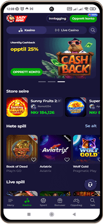 Lazybar Casino på mobilskjerm