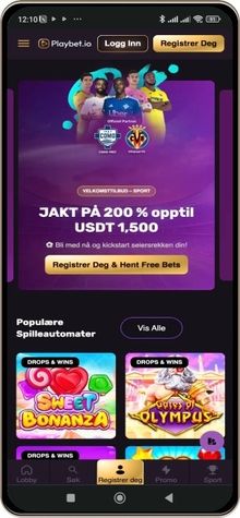 Playbet io Casino-nettstedet på mobilskjermen