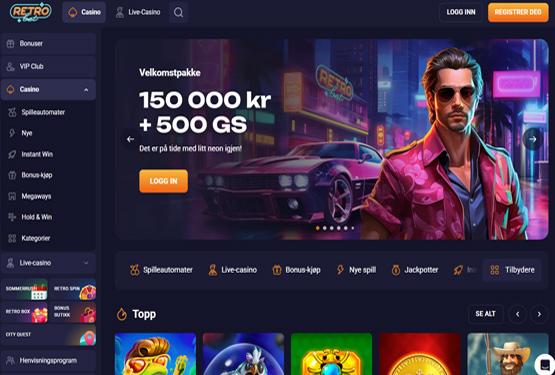 Retrobet Casino hovedsiden