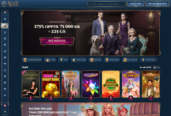 Rich Royal Casino hovedsiden