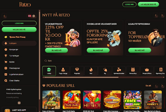 Ritzo Casino hovedsiden