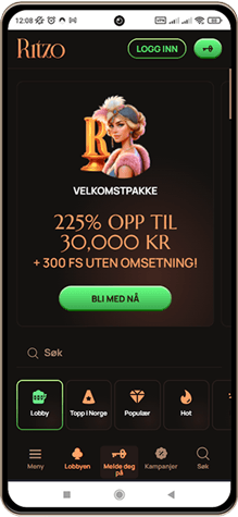 Ritzo Casino på mobilskjerm