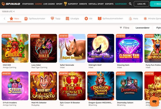 Spininio Casino spilleautomater