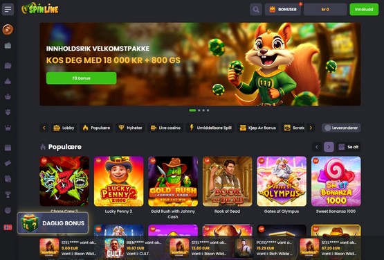 Spinline Casino hovedsiden