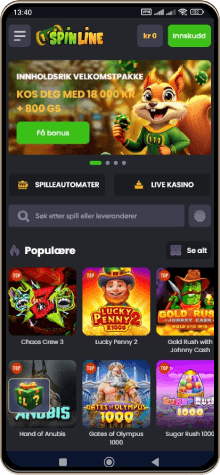 Spinline Casino på mobilskjerm