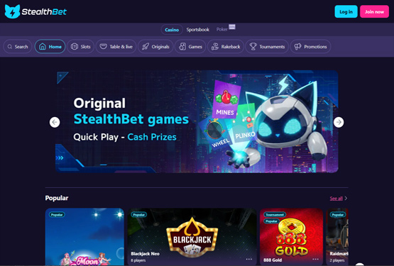 Stealthbet Casino hovedsiden