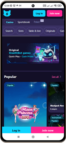 Stealthbet Casino på mobilskjerm