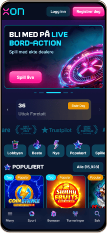 Xon.bet Casino på en mobiltelefon