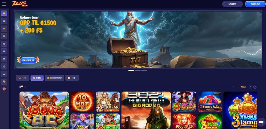 ZeusWin Casino registreringsprosessen trinn 1