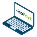Laptop med ecoPayz logo på skjermen