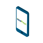 Mobiltelefon med ecoPayz logo på skjermen