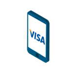 Mobiltelefon med Visa logo på skjermen